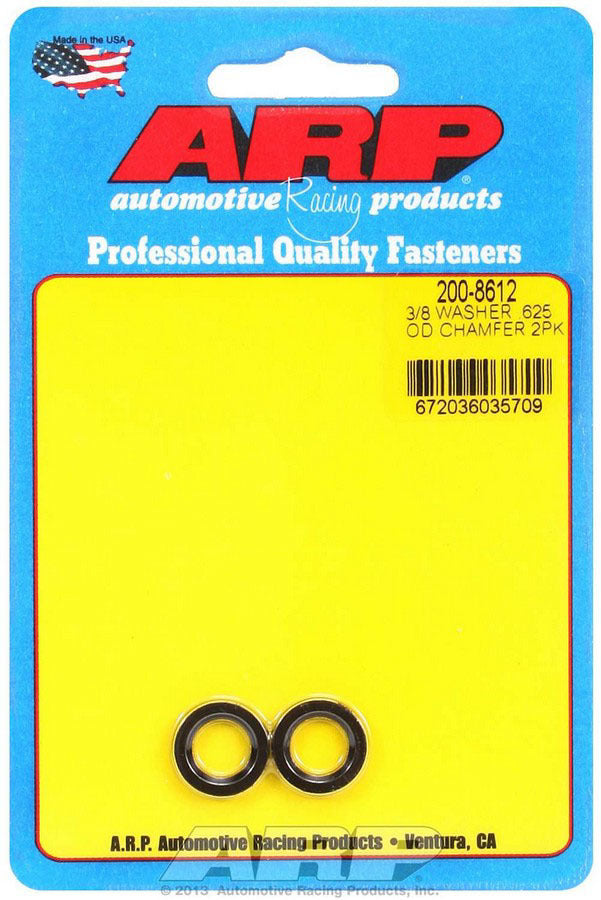 3/8 ID .625 OD Chamfered Washers 2pk Black