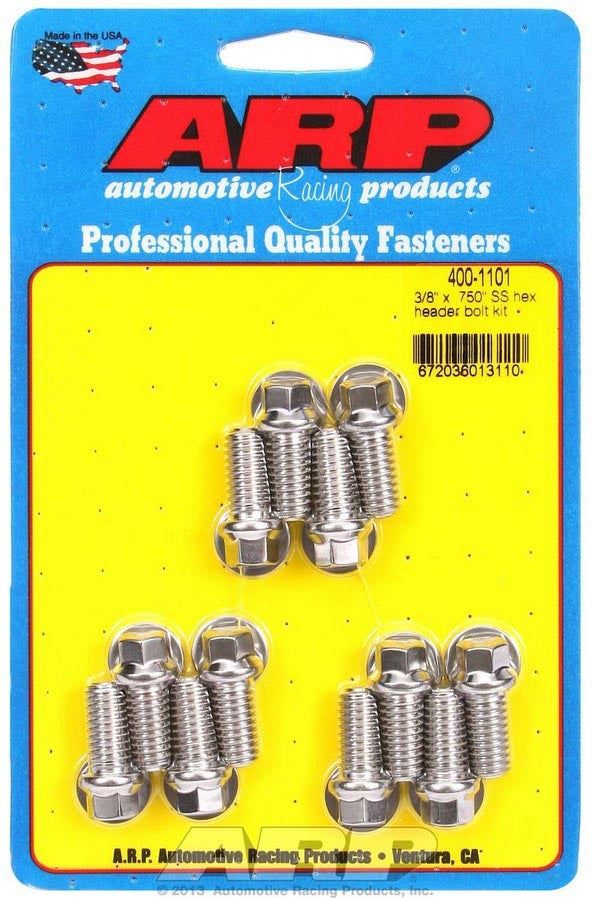 S/S Header Bolt Kit - 3/8 x .750 UHL (12)