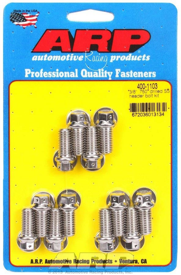 S/S Header Bolt Kit - 3/8 x .750 UHL (12)