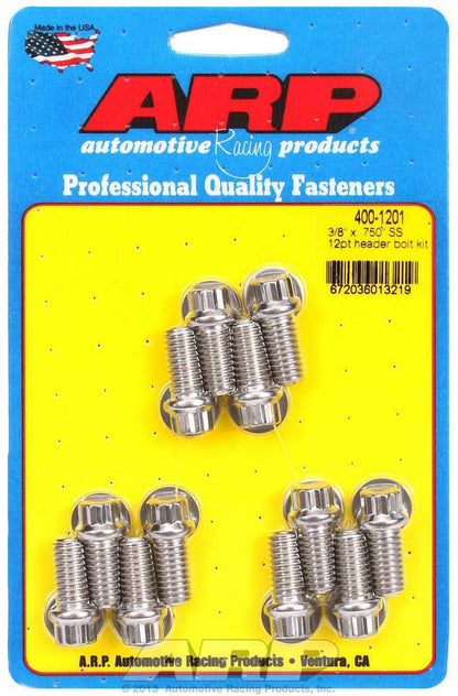 S/S Header Bolt Kit - 3/8 x .750 UHL (12)