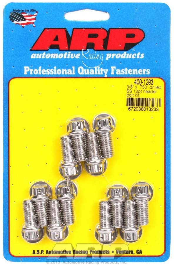 S/S Header Bolt Kit - 3/8 x .750 UHL (12)