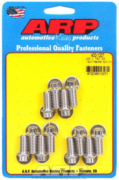 S/S Header Bolt Kit - 3/8 x .750 UHL (12)