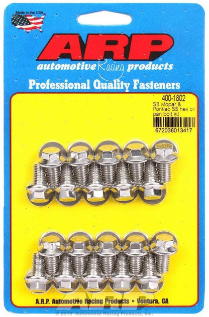 Oil Pan Bolt Kit 6pt SS SBM & Pontiac V8