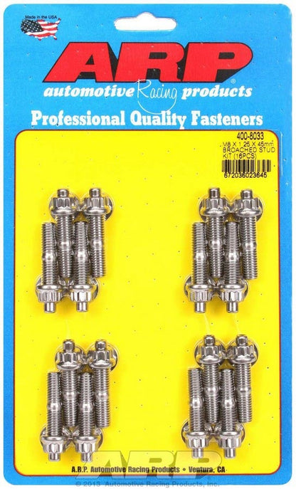 S/S Stud & Nut Kit (16) 8mm x 1.25in x  45mm