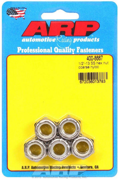 S/S Hex Nyloc Nuts 1/2-13 (5)