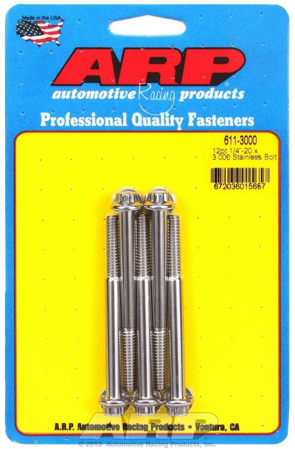 S/S Bolt Kit - 12pt. (5) 1/4-20 x 3.000