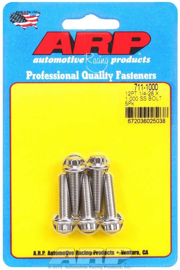 S/S Bolt Kit - 12pt. (5) 1/4-28 x 1.000