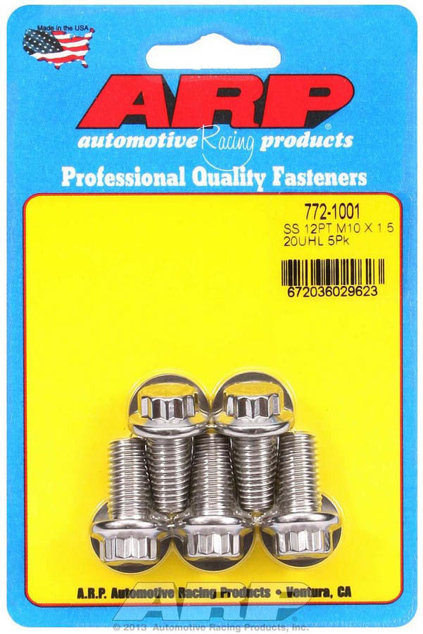 10mm x 1.50 x 20 12pt SS Bolt Kit 5pk