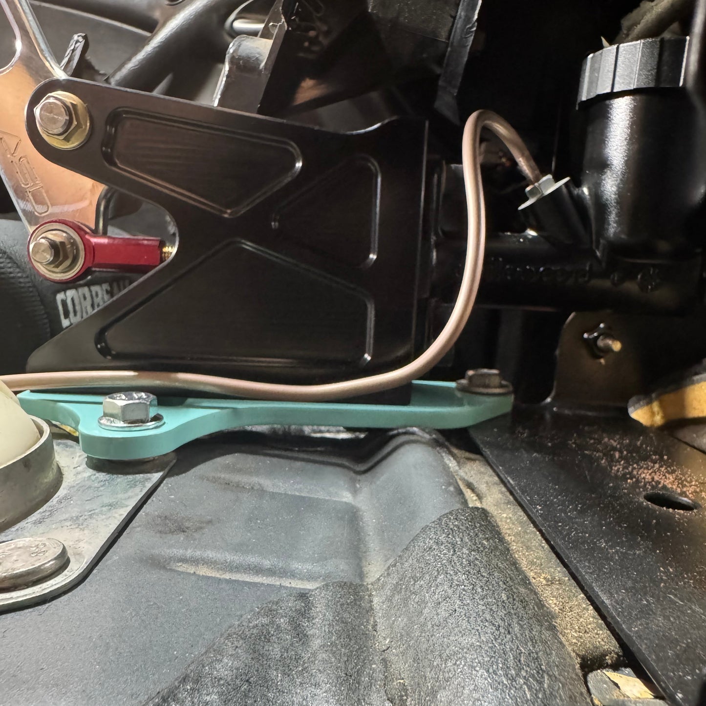 GTO handbrake bracket mounting location detail from the side