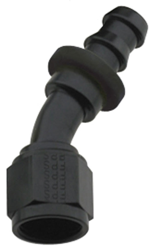 Hose Fitting #8 30 Deg Push Lock Black