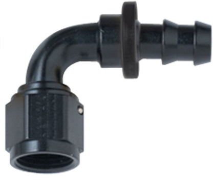 Hose Fitting #6 90 Deg Push Lock Black