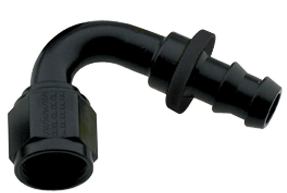 Hose Fitting #8 120 Deg Push Lock Black